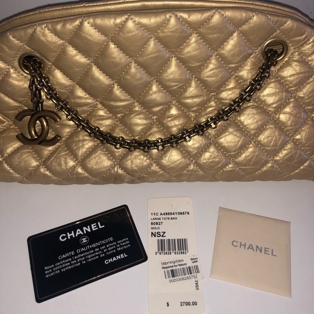 Chanel Just Mademoiselle Bowling Bag Gold